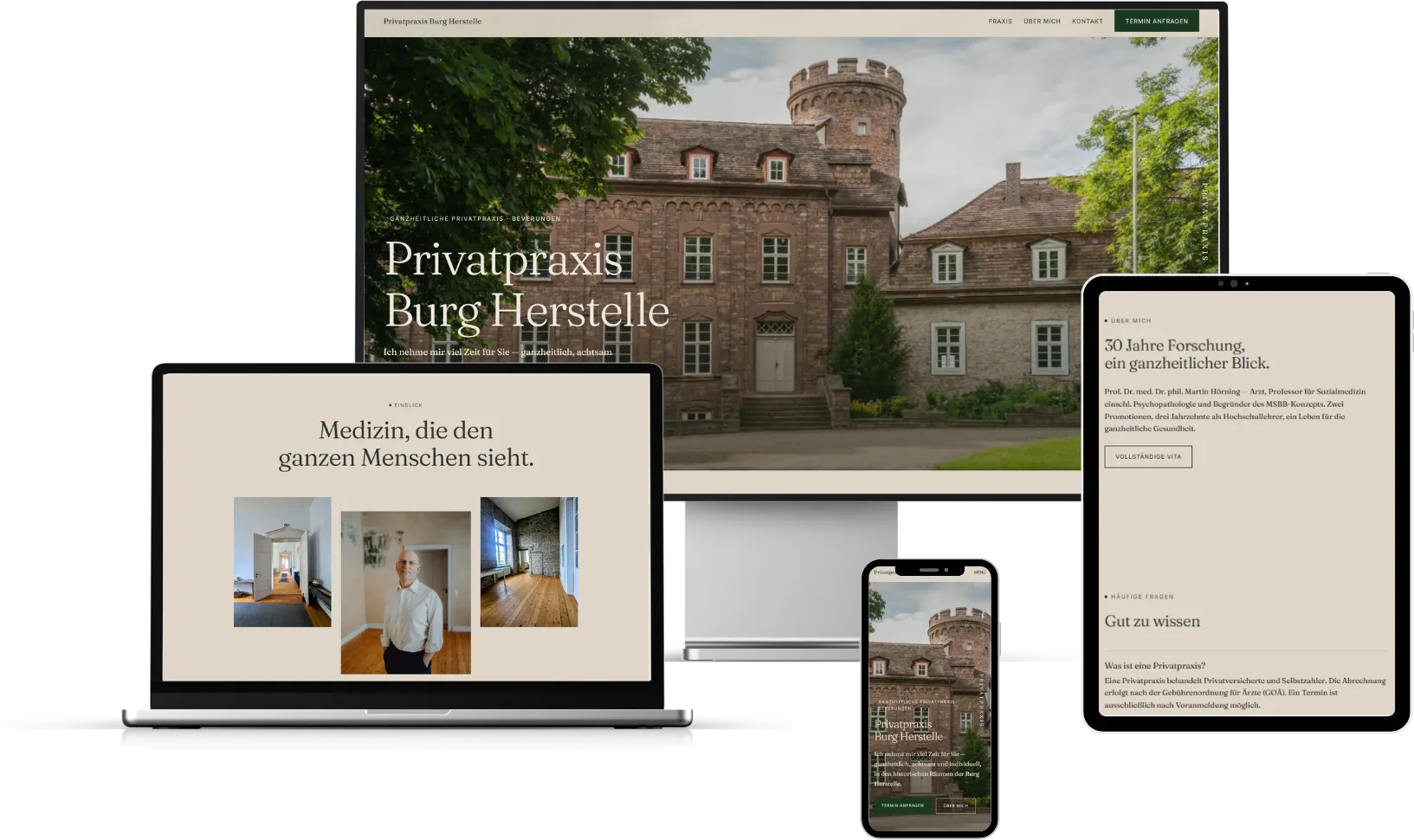 Referenz-Projekt Privatpraxis Burg Herstelle auf Monitor, Laptop, Tablet und Smartphone
